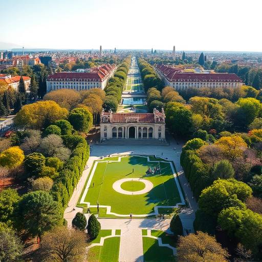 Escena del documental 'El Retiro: Un Oasis Urbano', mostrando una vista aérea del parque El Retiro.