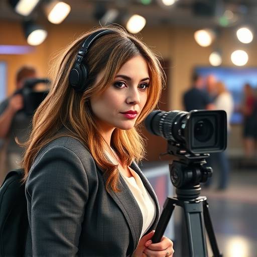 Fotografía de la presentadora Elena Vargas durante la grabación de un reportaje en el plató de 'Madrid al Día'.