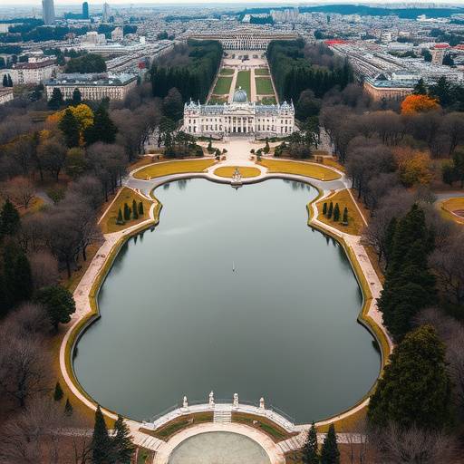 Imagen del documental 'El Retiro: Un Oasis Urbano', mostrando una vista aérea del parque El Retiro con el lago y el Palacio de Cristal.